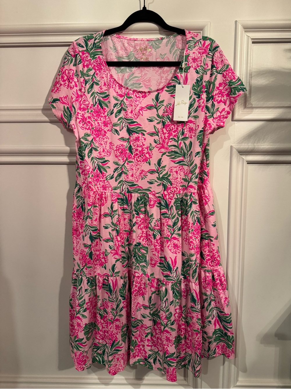 NWT Lilly Pulitzer Geanna Pink Floral Tiered Dress